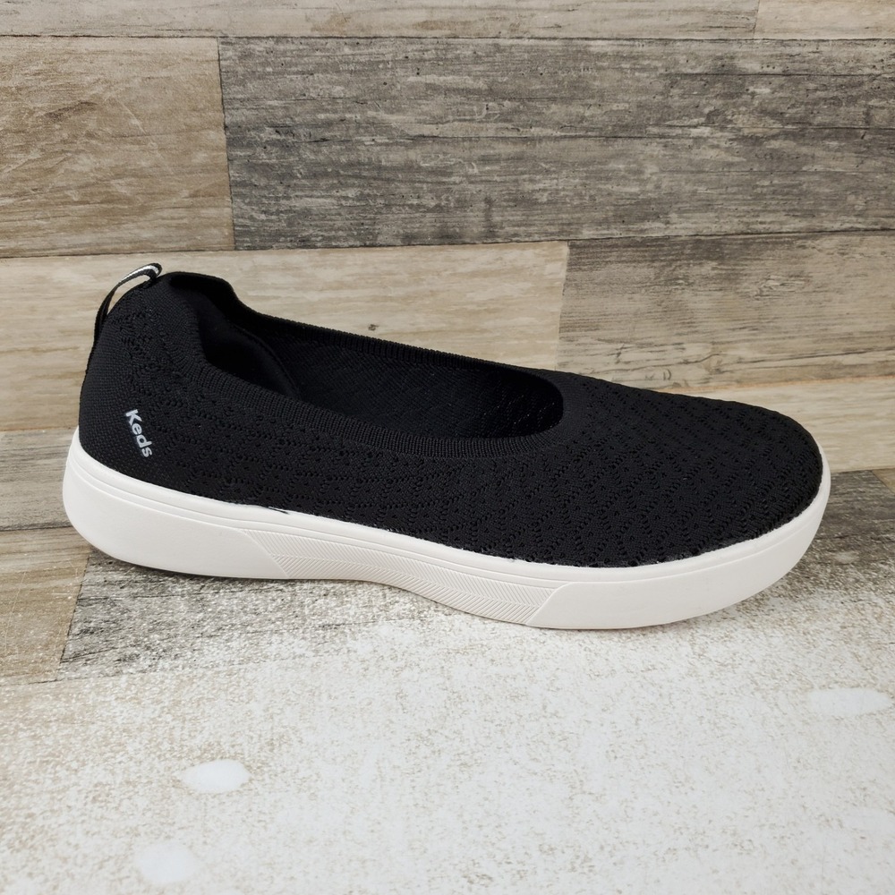 Keds Blisswalk Skimmer Womens Flat Sz 10 M Comfort Black Knit Round Toe Slip On